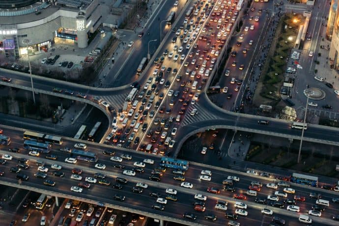 Aerial View of Beijing Traffic Jam