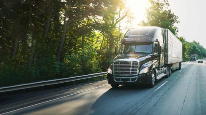 Truck driving on highway