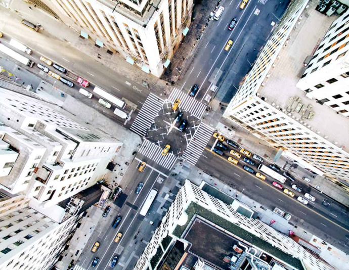 Busy NYC intersection