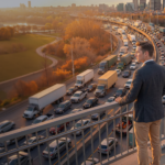 Freight planner looking at busy highway