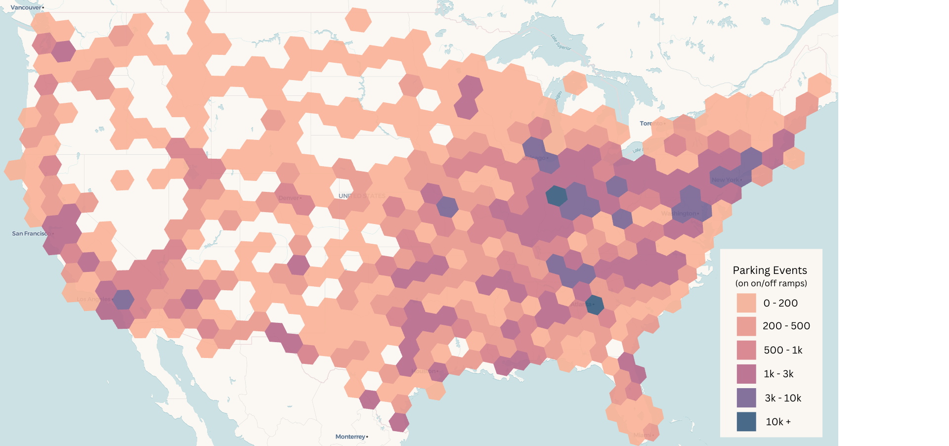map showing extended truck ramp parking across the U.S.
