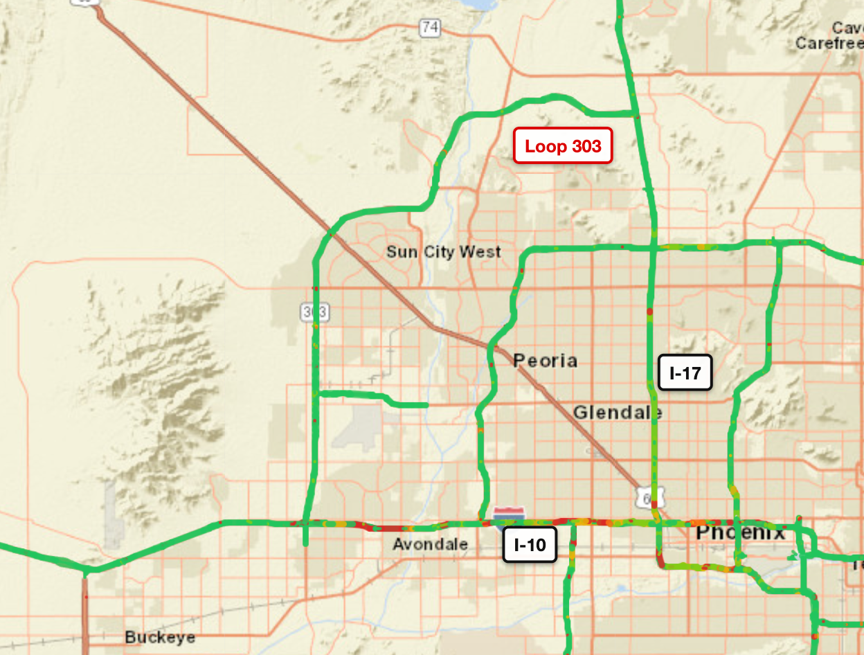 map of Phoenix featuring the Loop 303 corridor